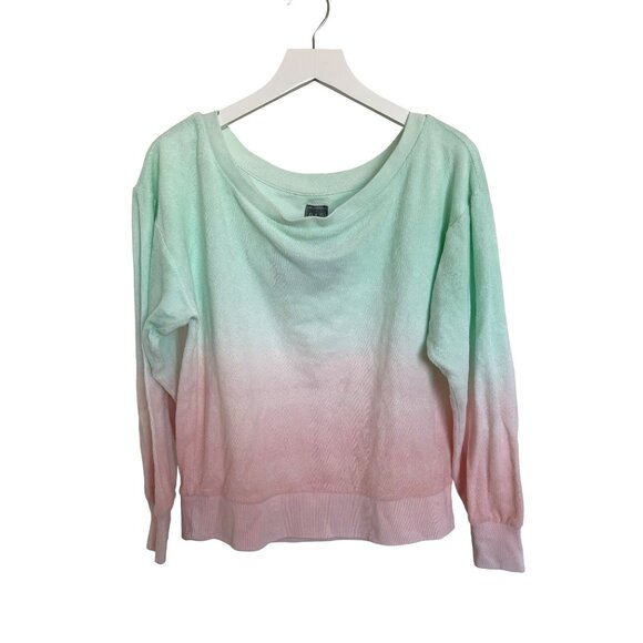 Gap Ombre Terry Soft Pullover Sweatshirt Pastel Mint Pink Gradient - Picture 4 of 4